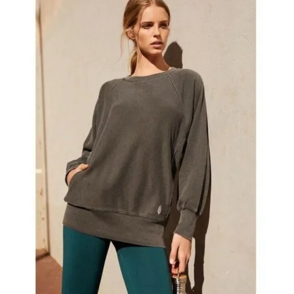 Free People FP Movement Size XS Grey Better Days Crewneck Sweatshirt Pockets